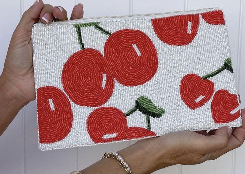 Beaded Cherry Clutch