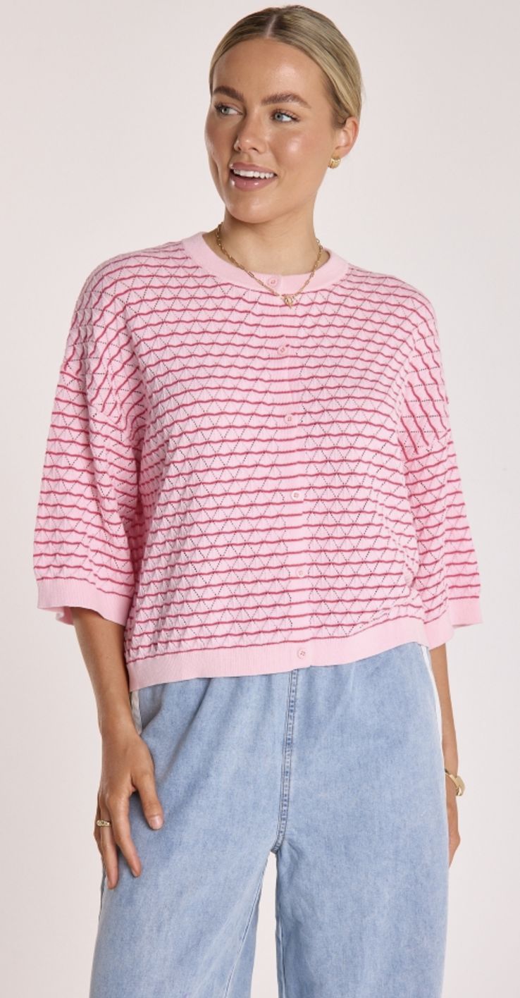 Aster Top - Pink Stripe, Size: M/L