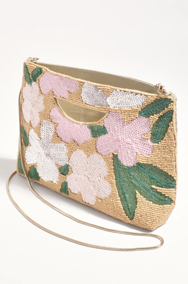 Dahlia Floral Beaded Clutch