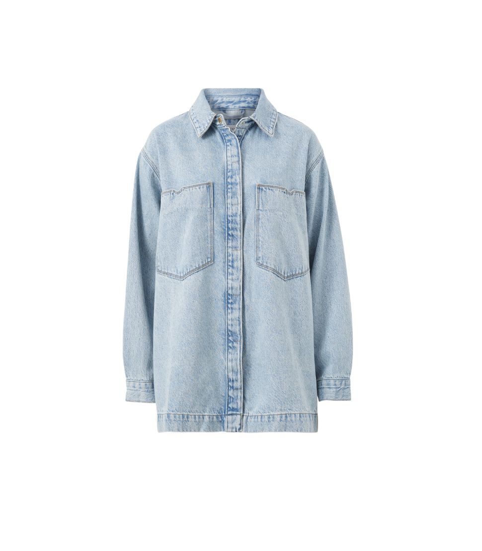 Goldie Longline Denim Shacket, Size: Medium, Colour: Vintage Blue