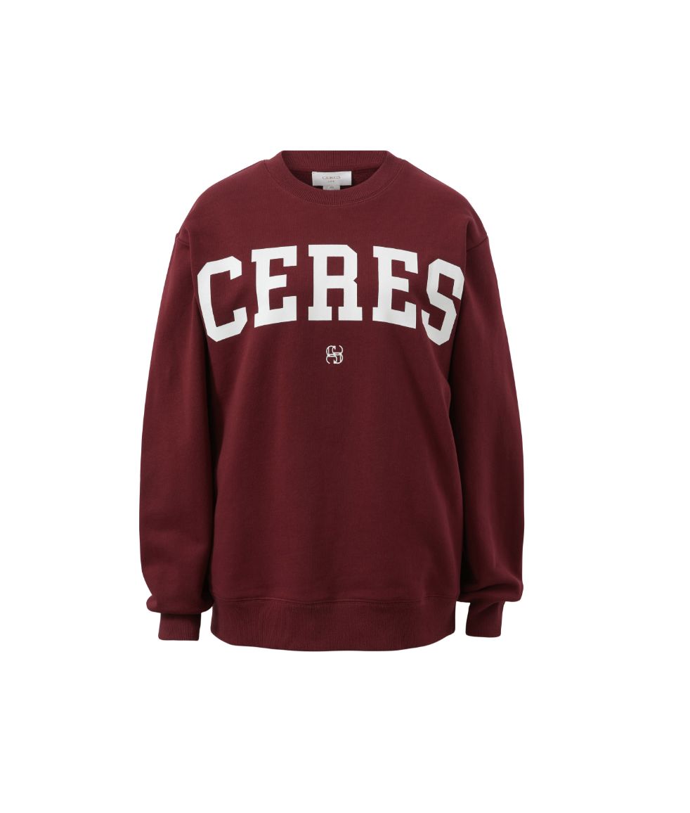 Oversized Slouchy Crew, Size: Medium, Colour: Burgundy Heritage Logo