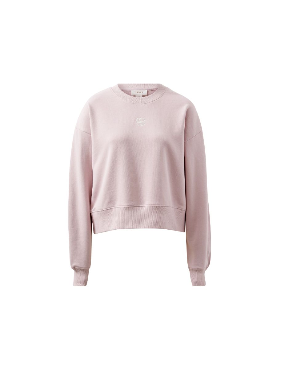 Cropped Slouchy Crew, Colour: Blush Embroidery Logo, Size: Small