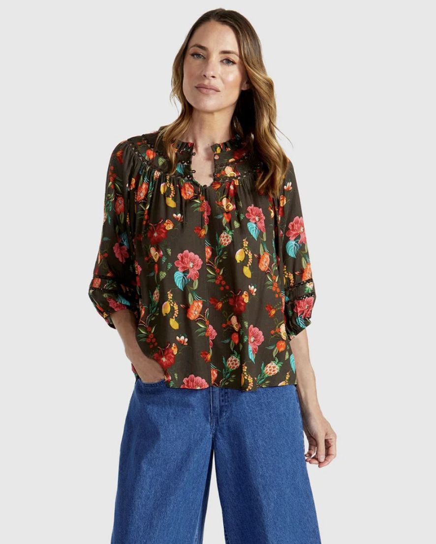 Guadalupe Top, Colour: Brown, Size: 12