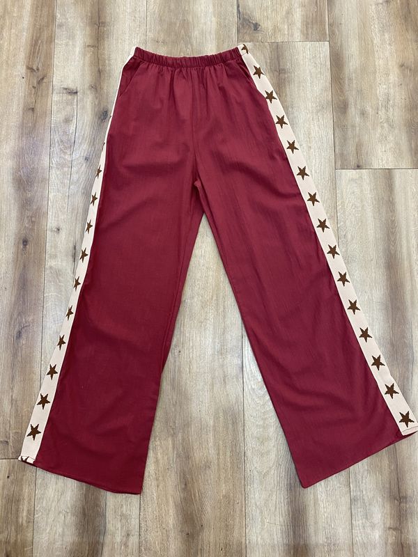 Burgundy Brown Star Racer Pant