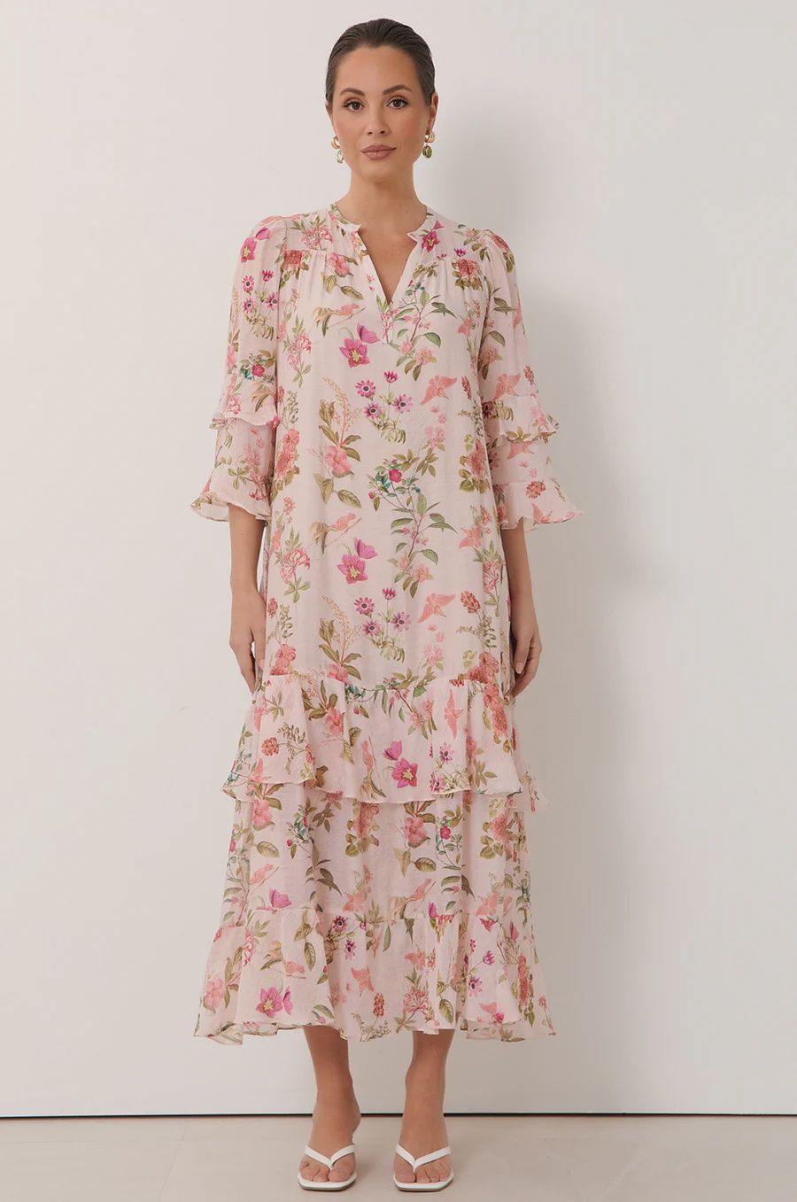 Larissa Frill 3/4 Sleeve Dress, Size: 16