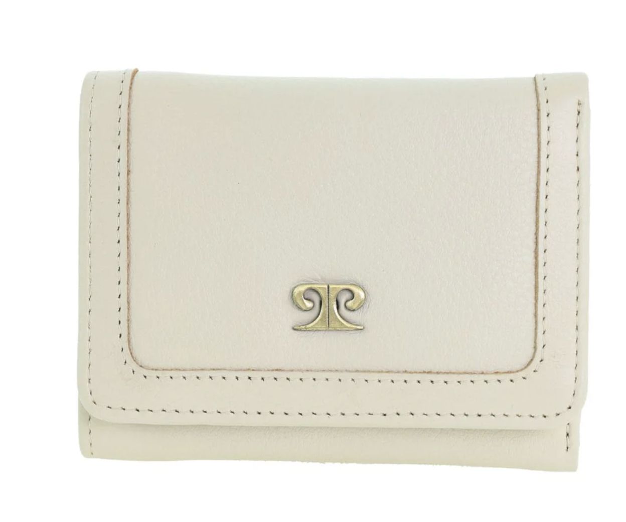 Pierre Cardin Ladies Leather snap Button Tri-Fold Wallet, Colour: Bone