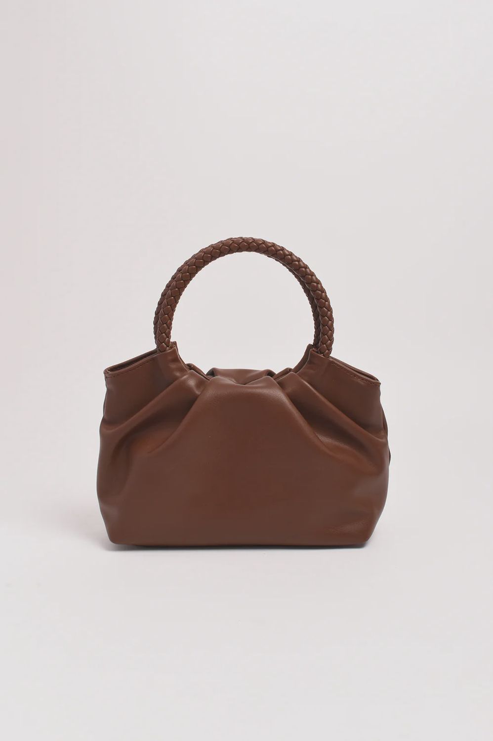 Serena Gathered Round Handle Bag (Chocolate)