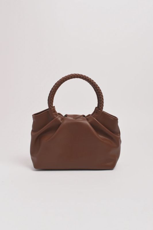 Serena Gathered Round Handle Bag (Chocolate)