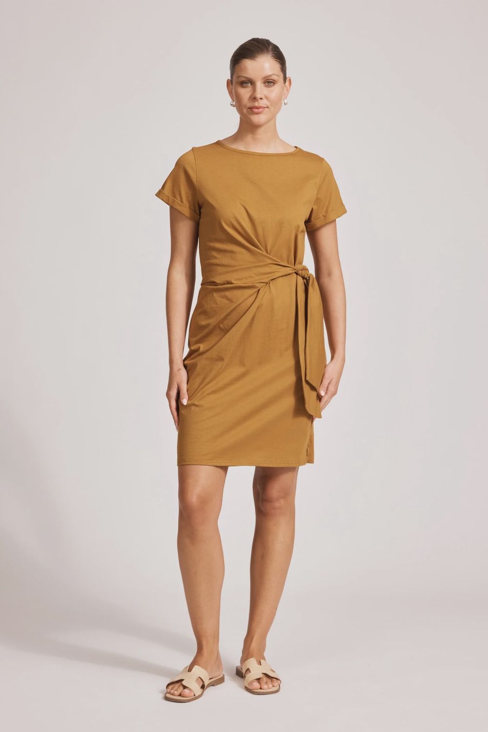 Francia Tie Dress - Caramel, Size: Medium