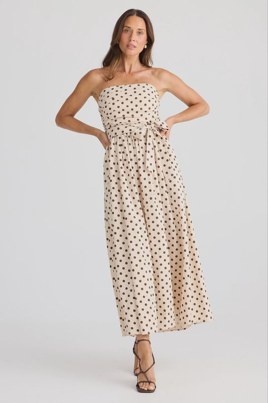Avalon Dress - Choc Polka Dot