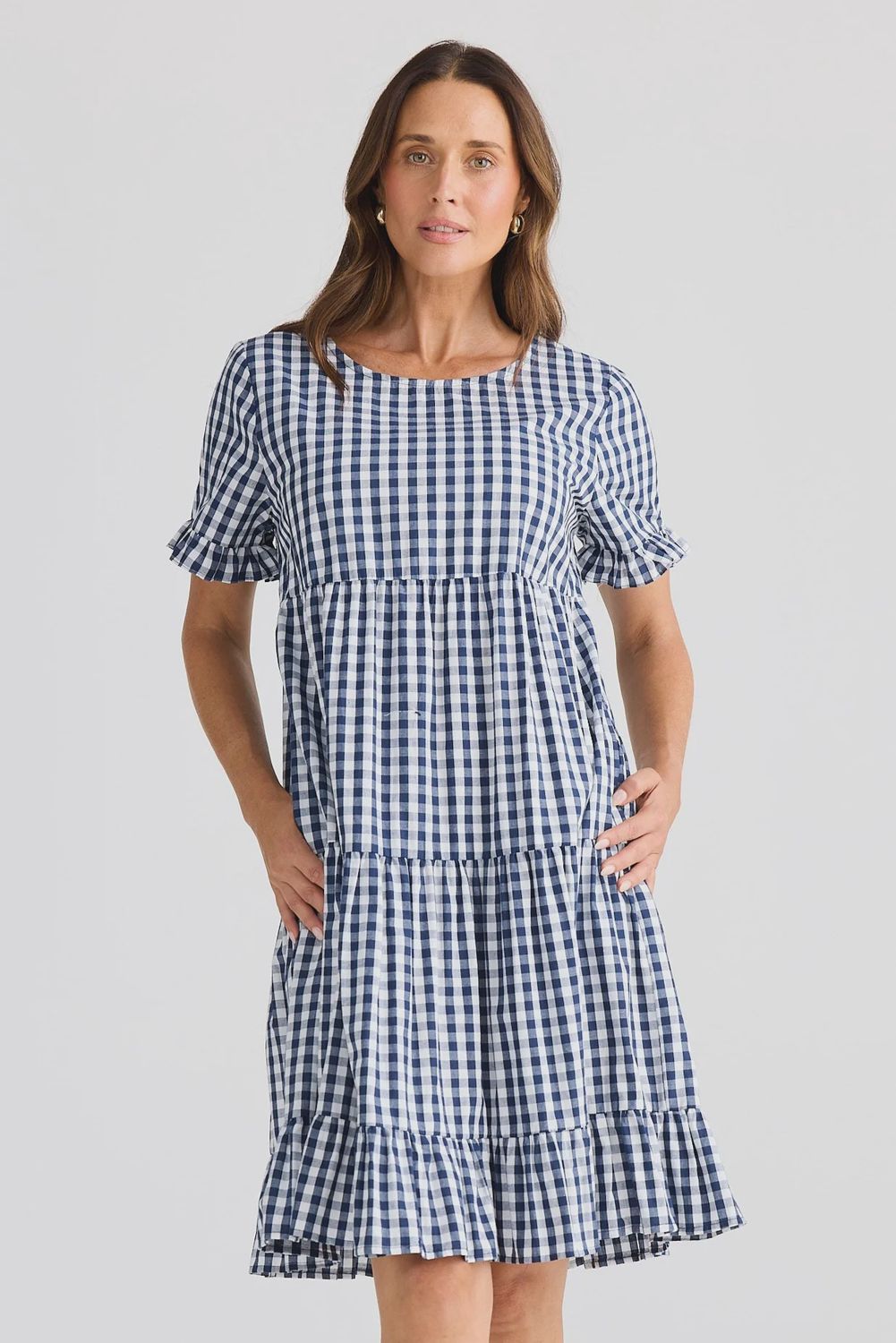 Clementine Dress - Navy Gingham, Size: X Small
