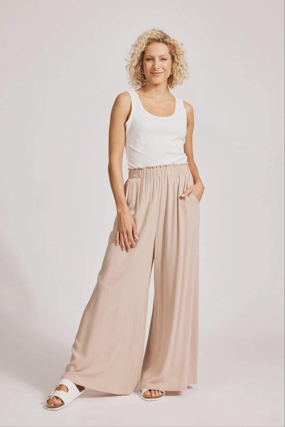 Alegria Palazzo Pant - Stone, Size: Small