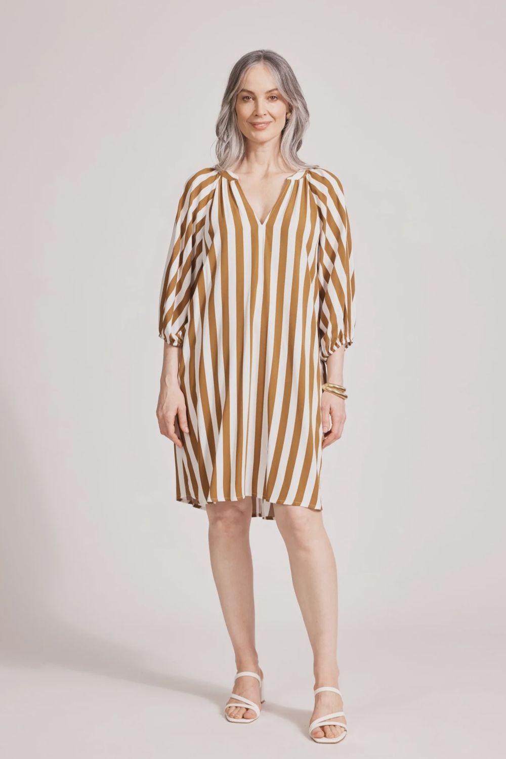 Treville Stripe Dress - Caramel, Size: Small
