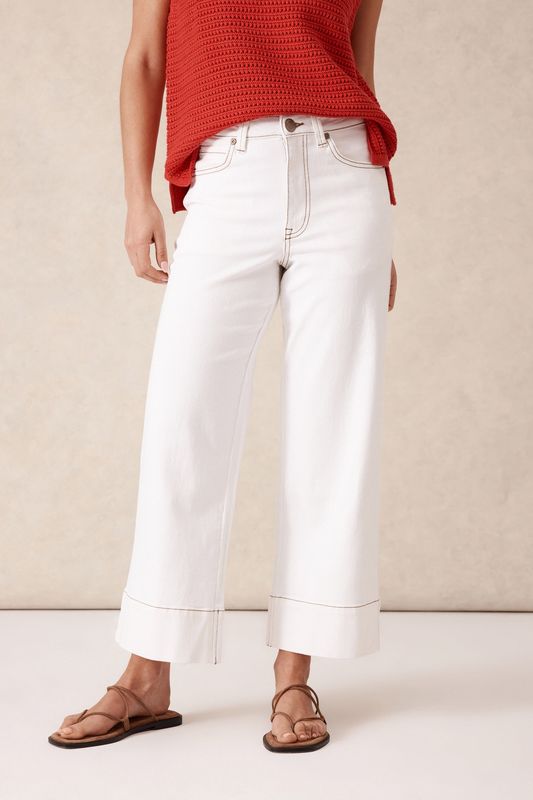 Jude Wide Leg Crop Jean - Fresh Ecru