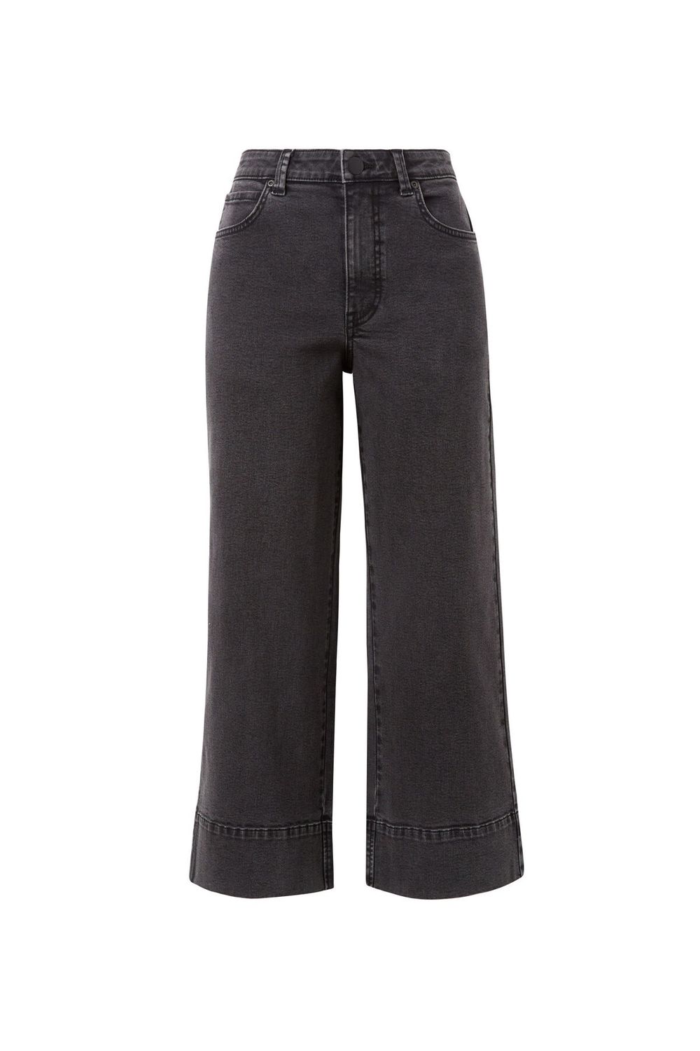 Jude Wide Leg Crop Jean - Washed Black, Size: 8