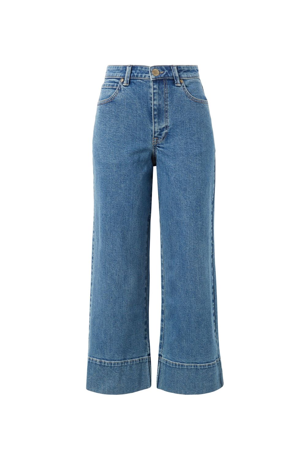 Jude Wide Leg Crop Jean - Mid Indigo, Size: 12