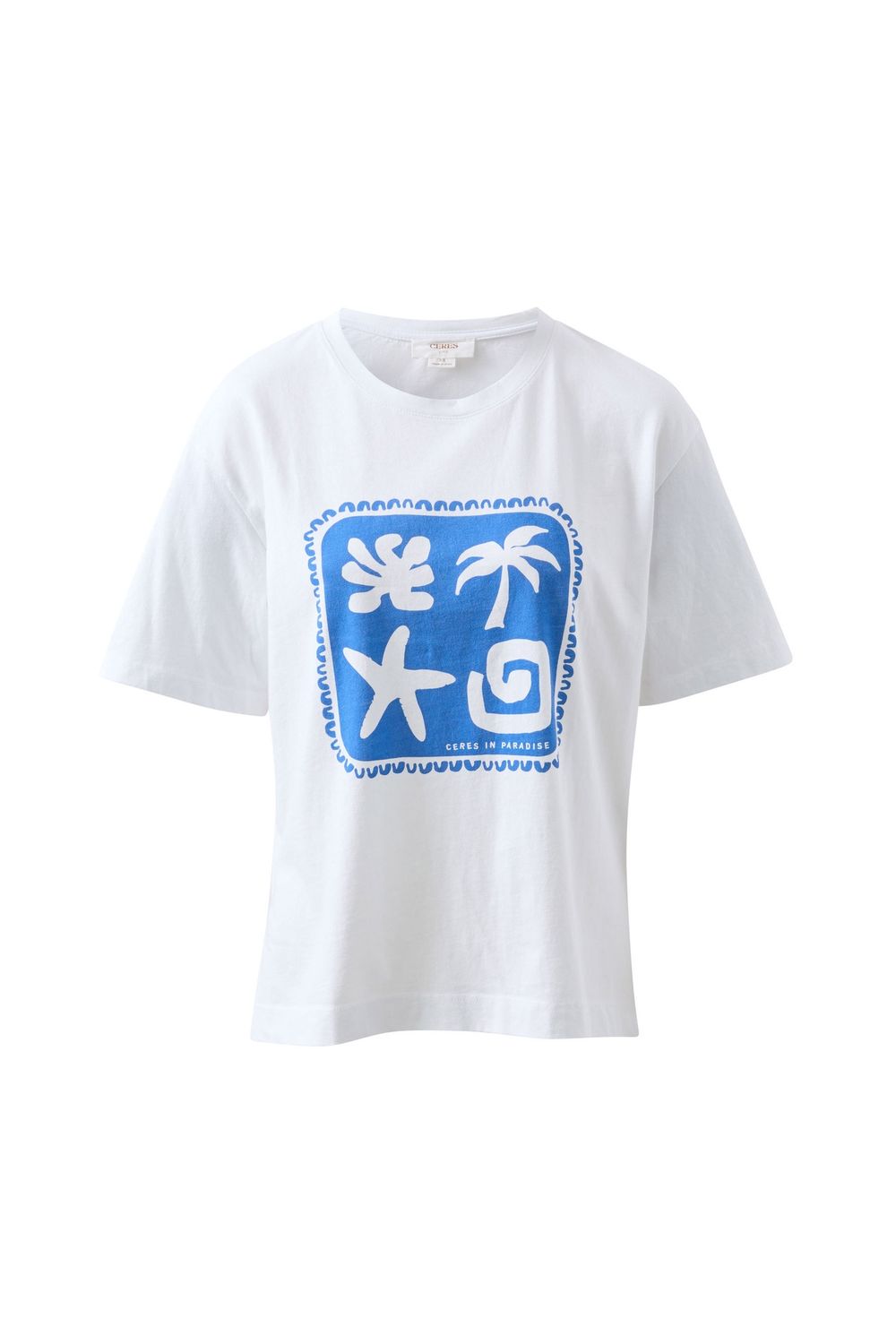 Stevie Slouchy Tee - White Ceres Paradise Print, Size: Medium
