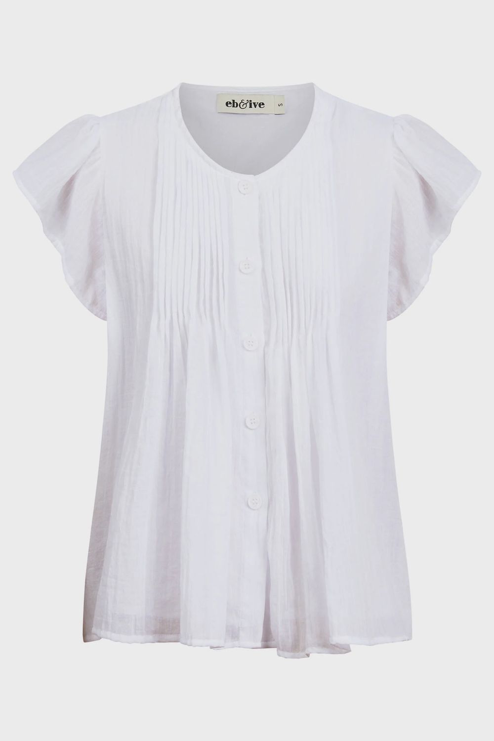 Orsula Button Top - White, Size: Small