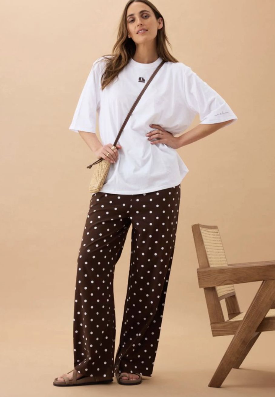 Resort Pant - Choc Polka Dot, Size: Small