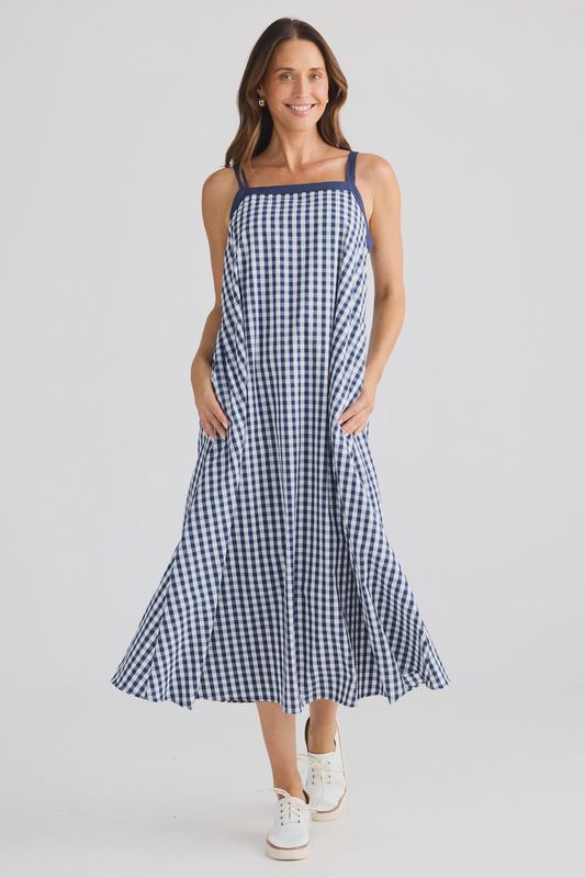 Erica Dress - Navy Gingham