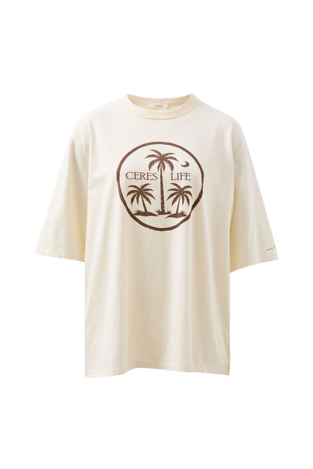 Liv Oversized Tee - Shell/Island Palms, Size: Small