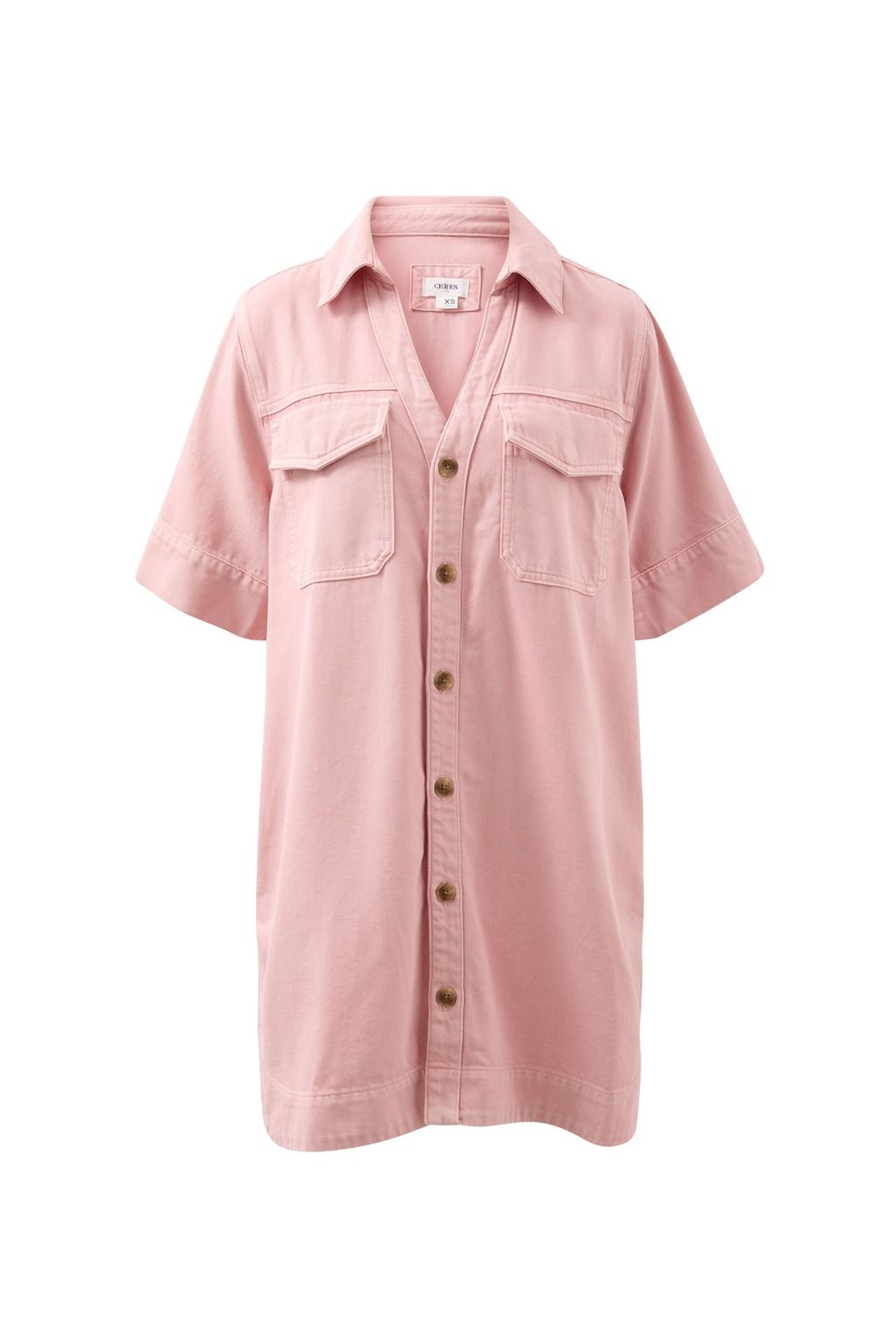 Sammy Relaxed Shirt Dress - Washed Pink, Size: Small