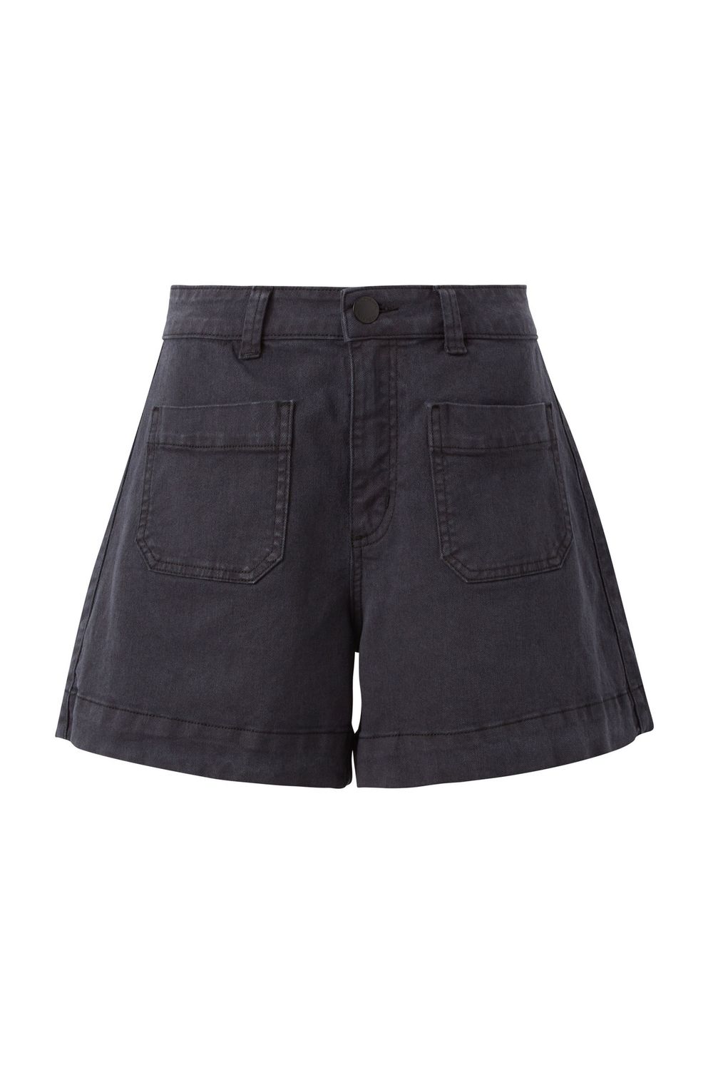 Esther Denim Patch Pocket Short - Washed Black, Size: 8