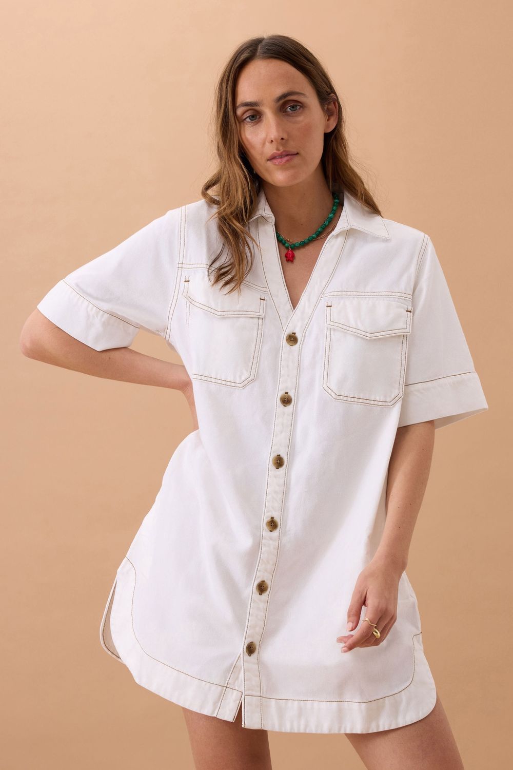 Sammy Relaxed Shirt Dress - Fresh Ecru