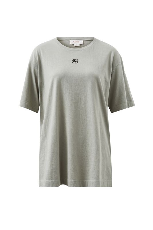 Lola Longline Step Hem Tee - Soft Sage/ Phantom Ceres Monogram Embroidery