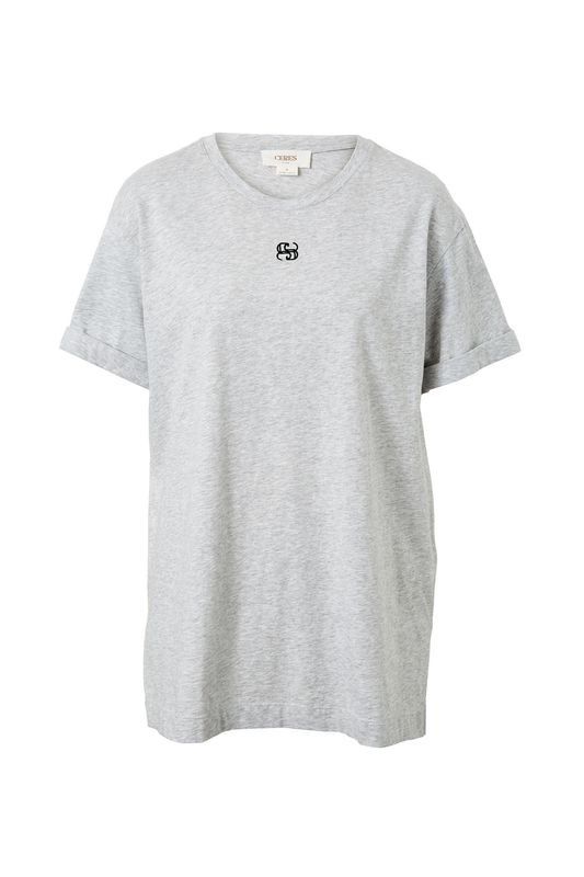 Lola Longline Step Hem Tee - Cloud Marle Embroidered