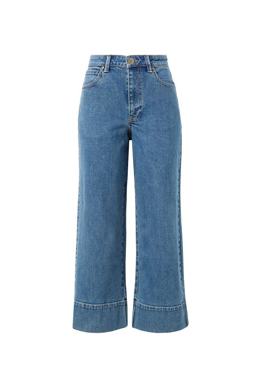 Jude Wide Leg Crop Jean - Mid Indigo