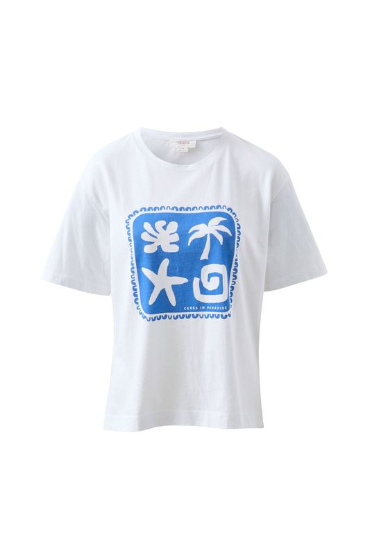 Stevie Slouchy Tee - White Ceres Paradise Print