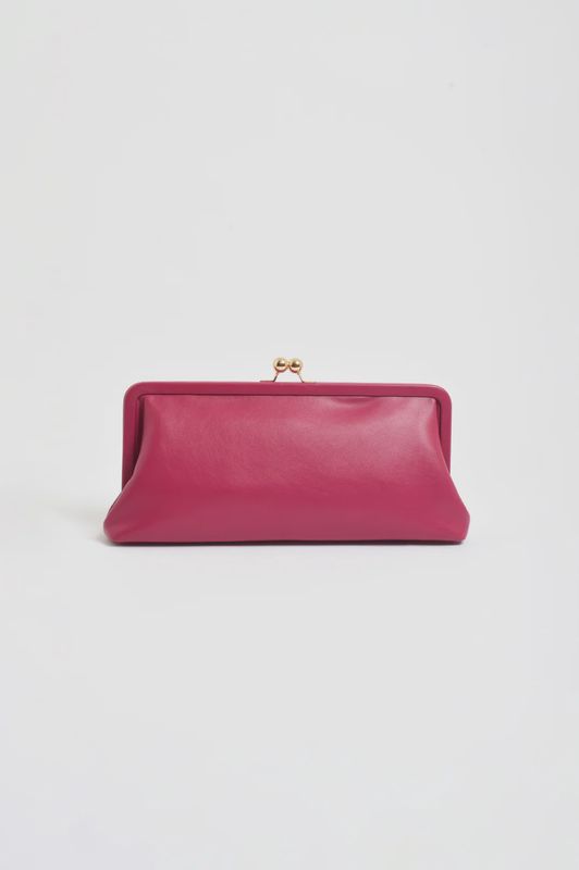 Clip Top Soft Rectangle Clutch (Magenta)