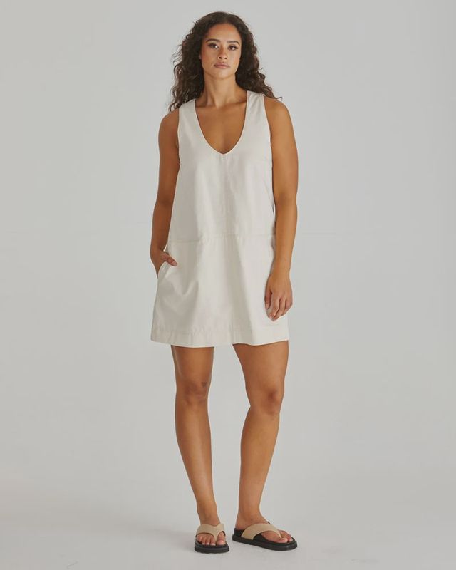 Marcy Denim Shift Dress - Parchment