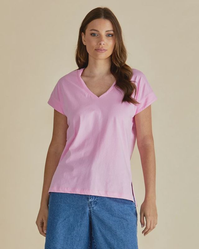 Tracy V-Neck Tee - Pink
