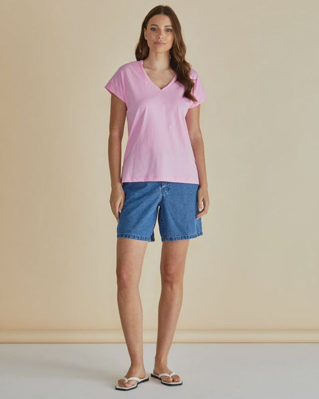 Tracy V-Neck Tee - Pink