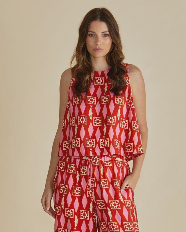 Copacabana Shell Top - Sardinia Geo Print