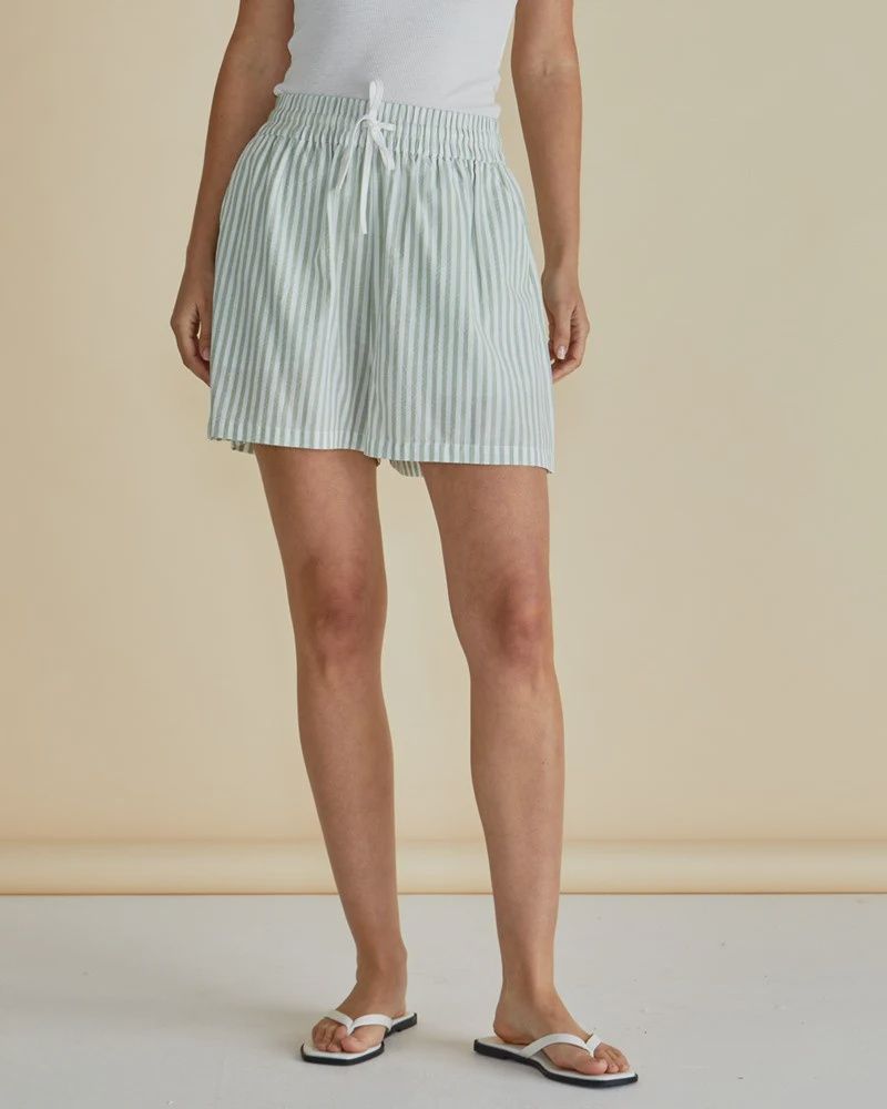 Jovie Shorts - Green Stripe, Size: 8