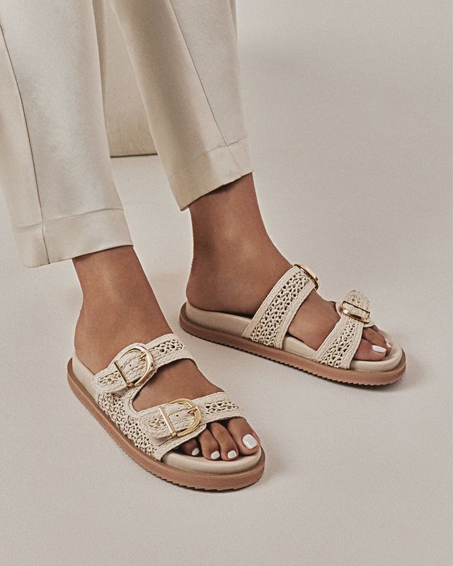 Topanga Sandal - Cream Raffia