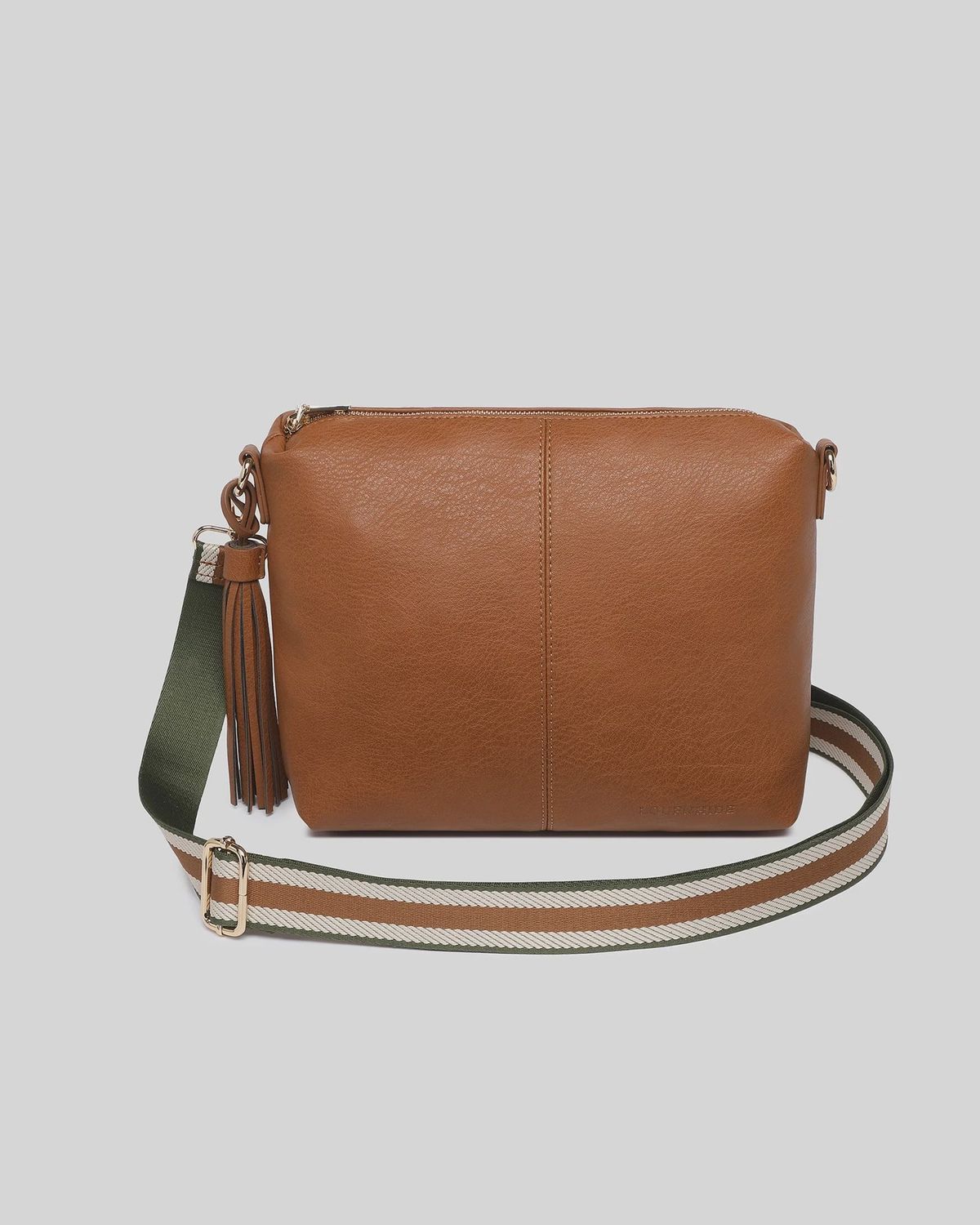 Daisy Stripe Crossbody Bag - Tan