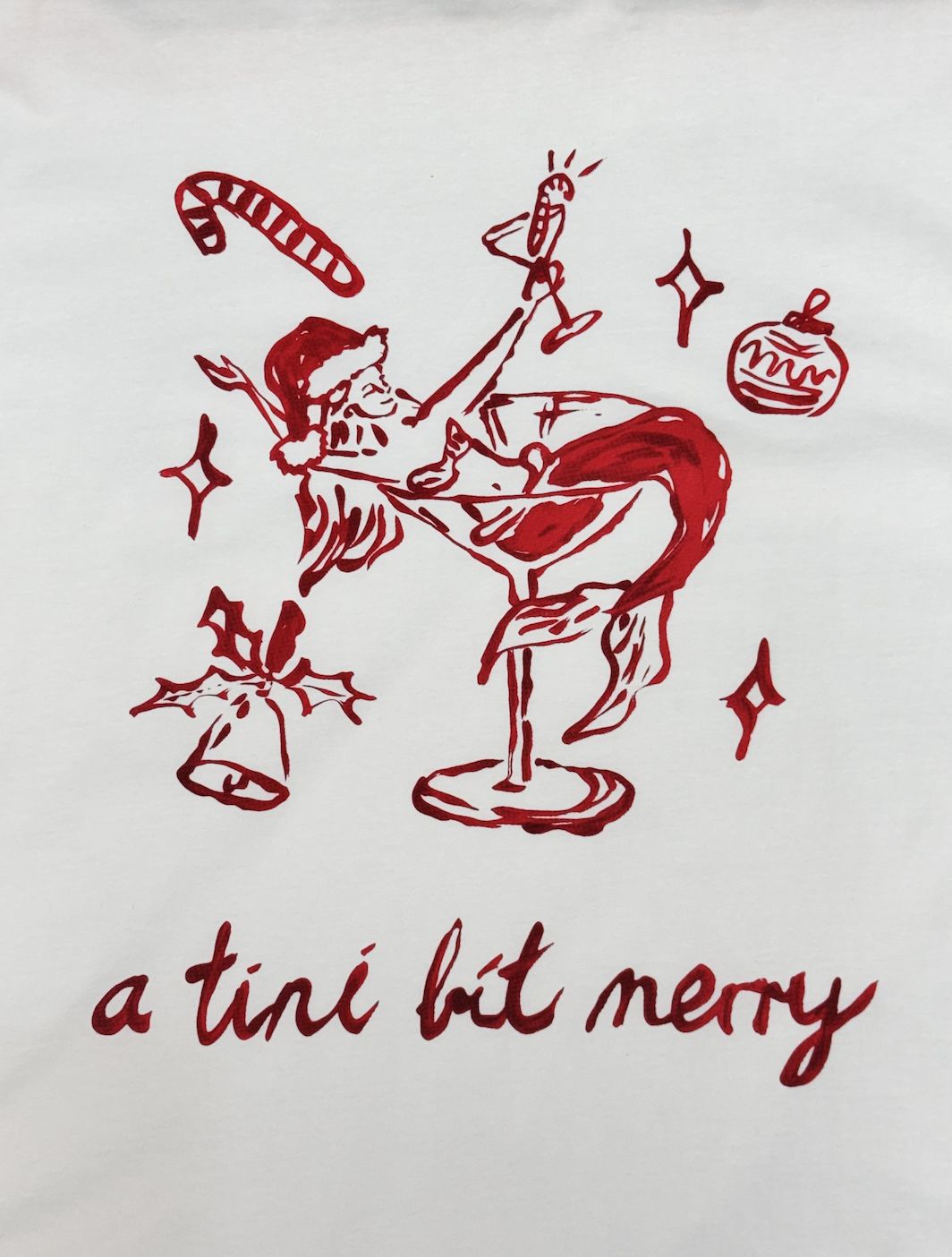 White Tini Bit Merry T-Shirt, Size: X Small