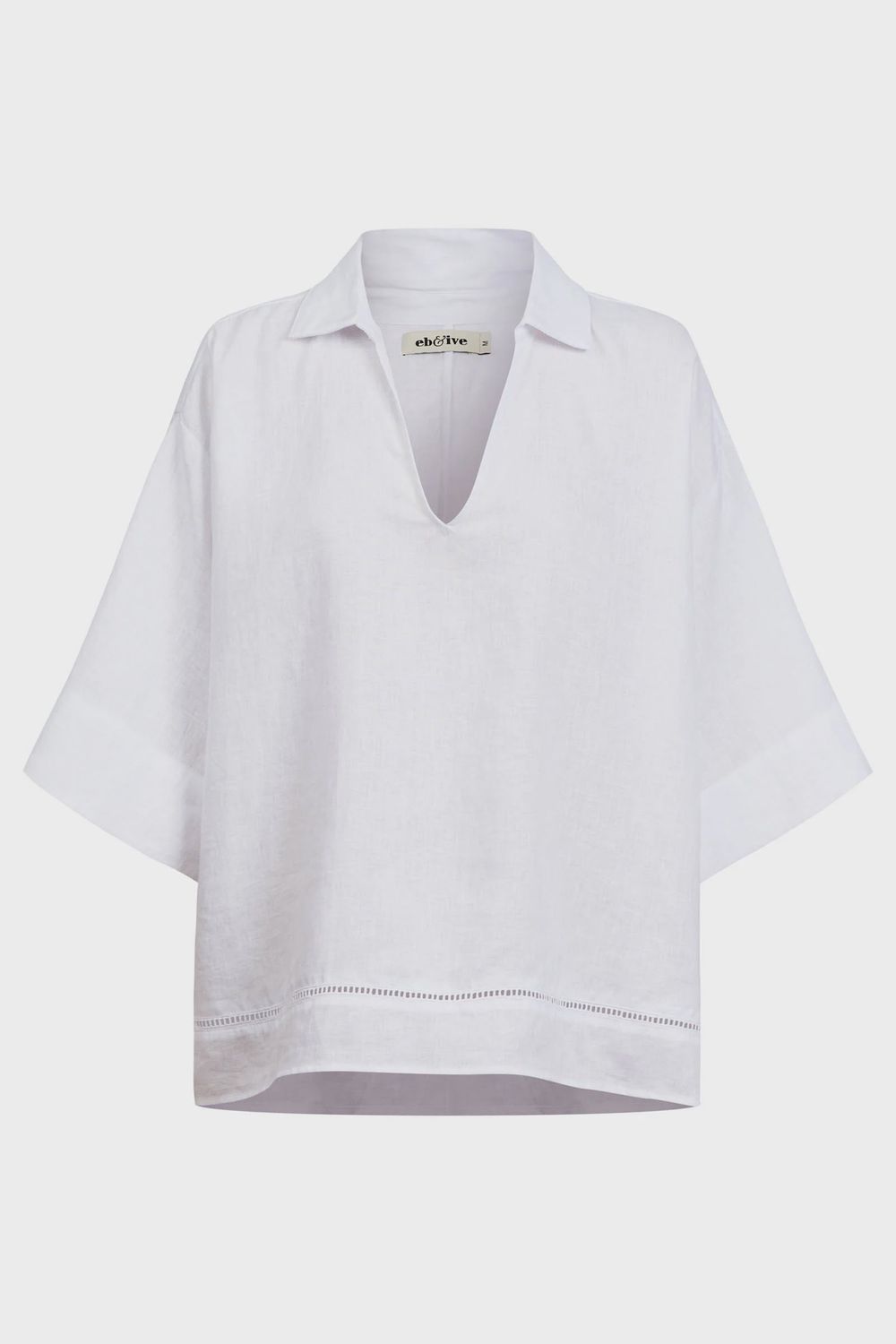 Miramar Collared Top - White, Size: Small
