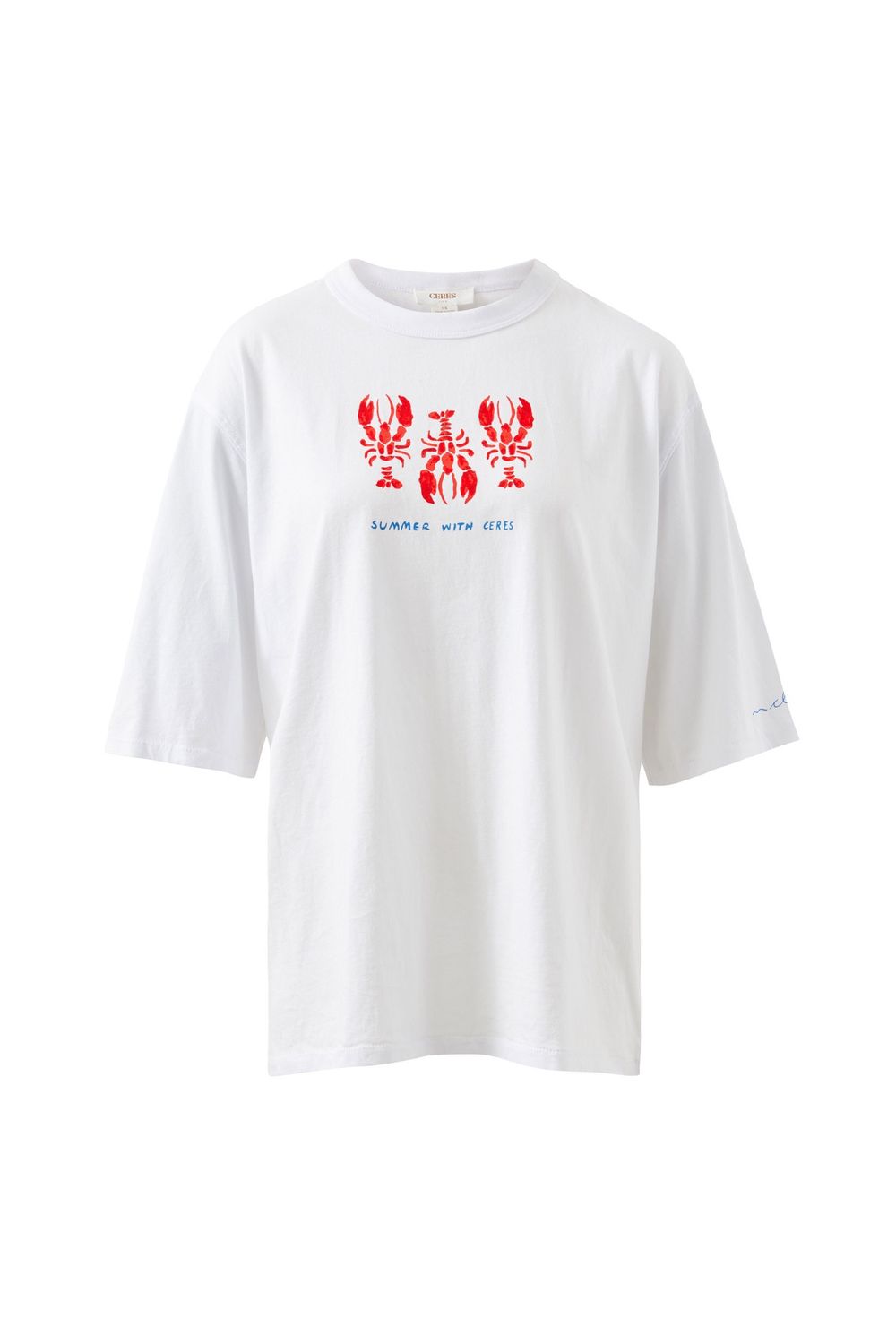 Liv Oversized Tee - White/Summer Lobsters, Size: Medium
