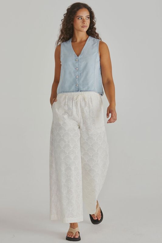 Zimmy Broderie Pant - Cream