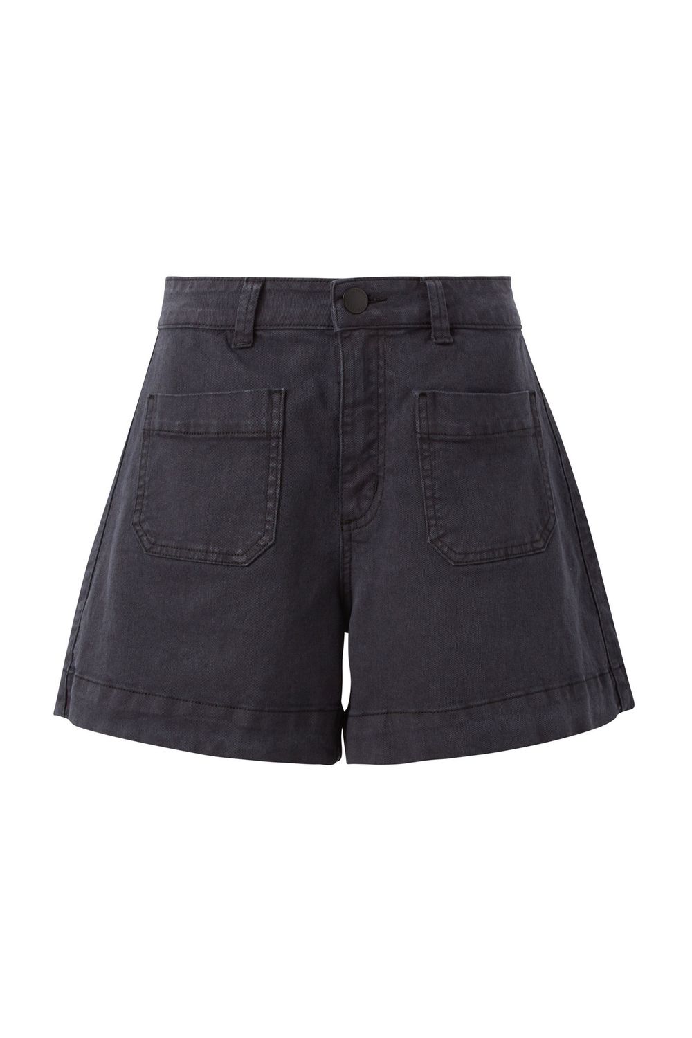 Esther Denim Patch Pocket Short - Washed Black, Size: 16