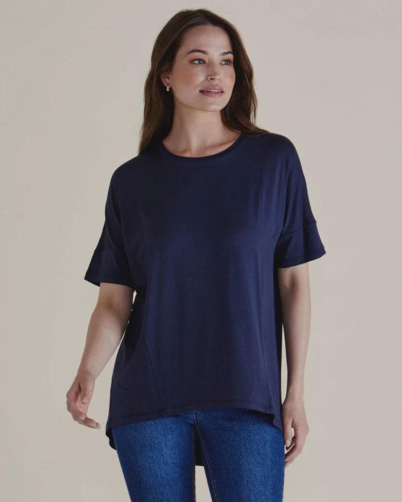 Relax Bamboo Tee - Navy, Size: 8