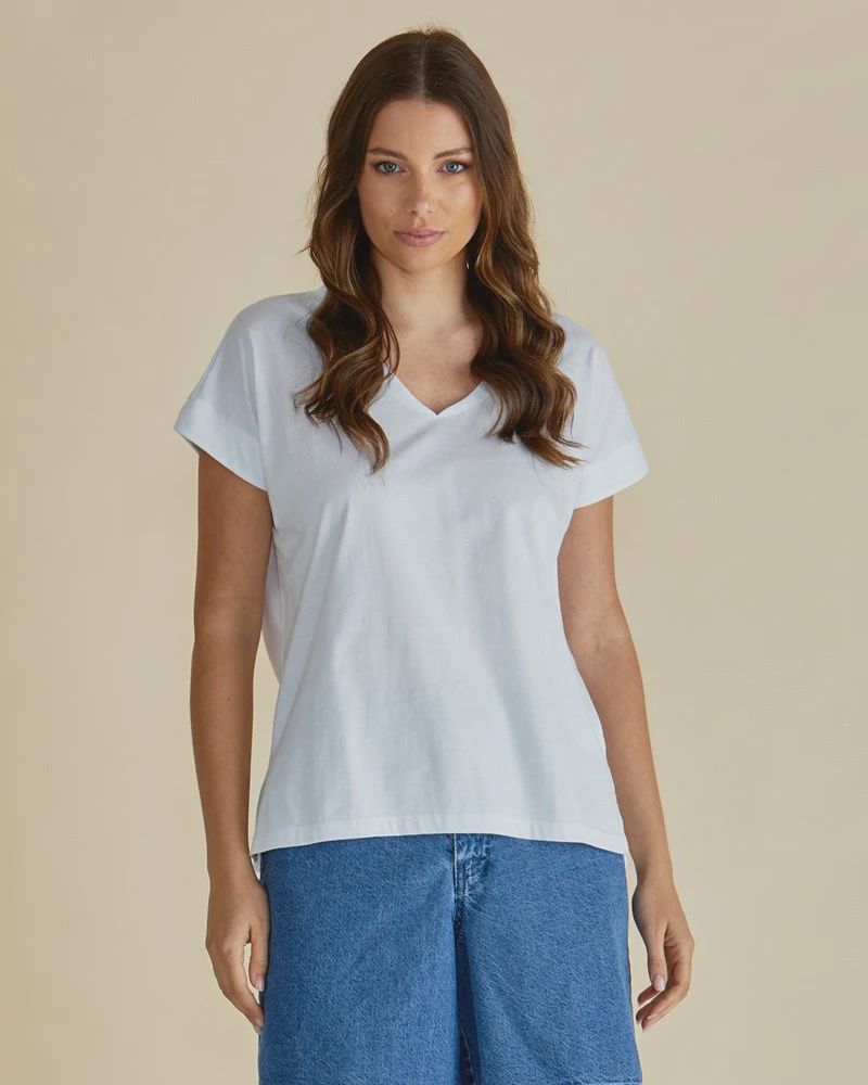 Tracy V-Neck Tee - White