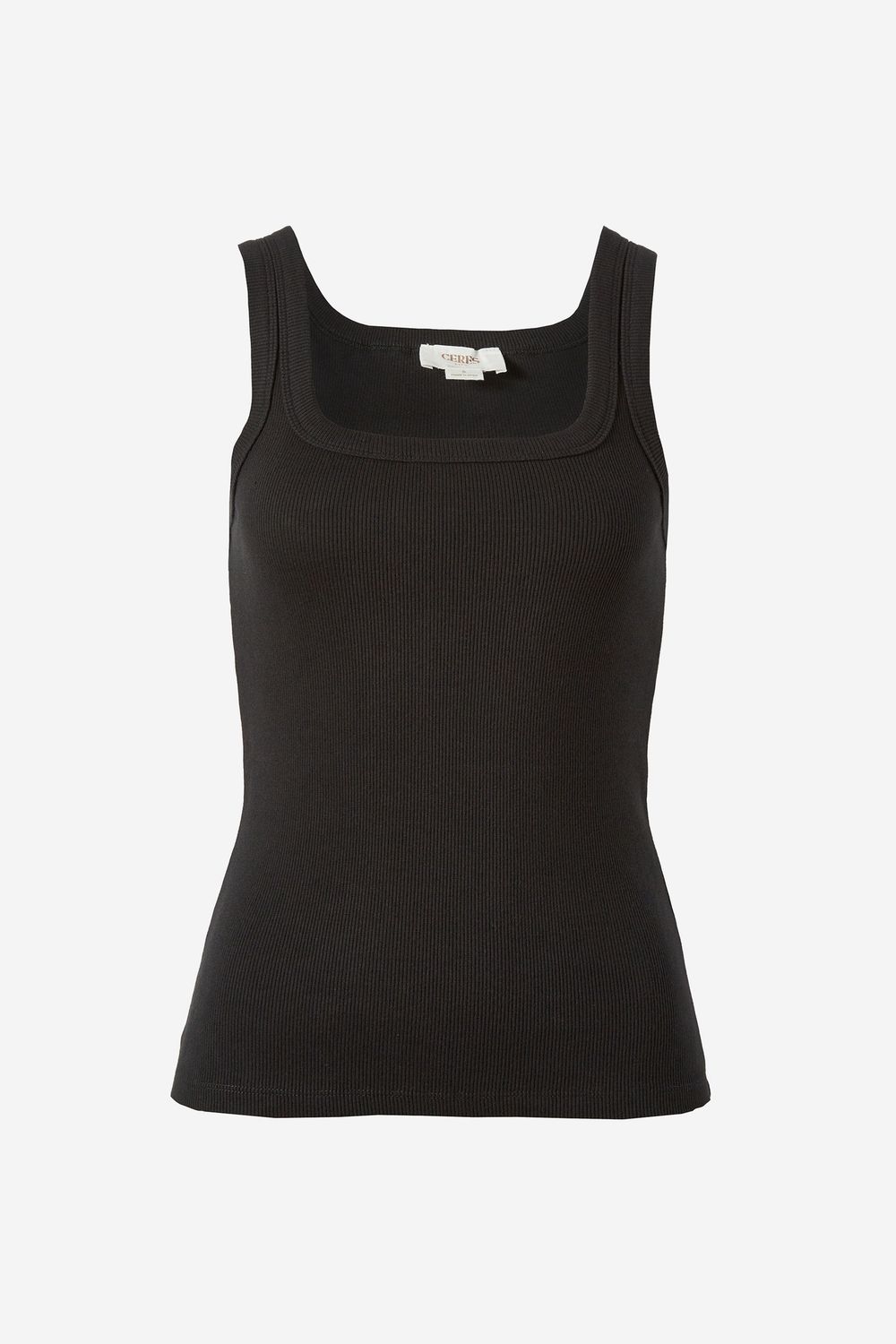 Zaeli Contour Rib Square Neck Tank - Black