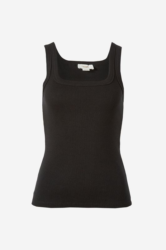 Zaeli Contour Rib Square Neck Tank - Black