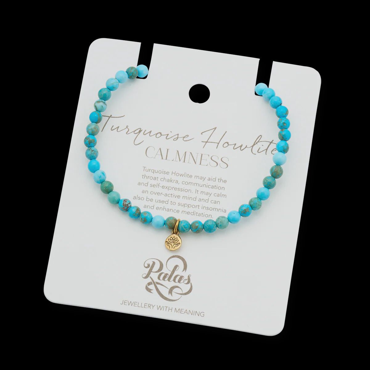 Healing Gem Bracelet, Quote: Turquoise Howlite 'Calmness'